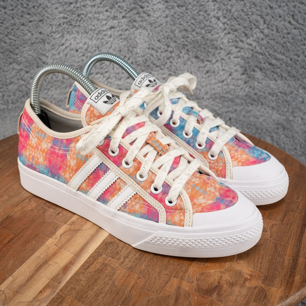 Adidas Nizza Low Sneakers Womens Size 6.5 Multi Color Geometric Canvas EG9280